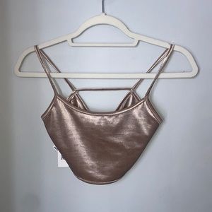 Garage “Blush” velvet crop top. Never worn. Open back.